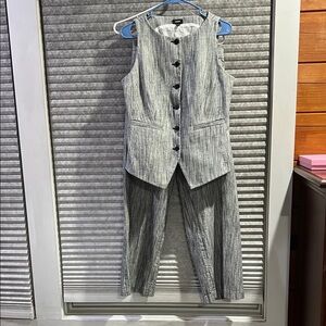 Express Grey Pinstripe Vest &  Pants Set